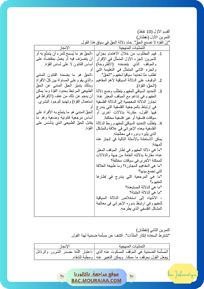 Corrigé principale philo Bac 2015 – Section info